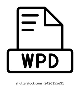 Wpd File Icon. Outline file extension. icons file format symbols. Vector illustration. 