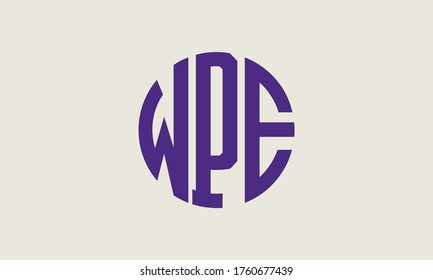 WPE Circle Emblem Abstract Monogram Letter Mark Vector Logo Template