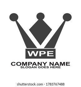 WPE crown logo template design vector