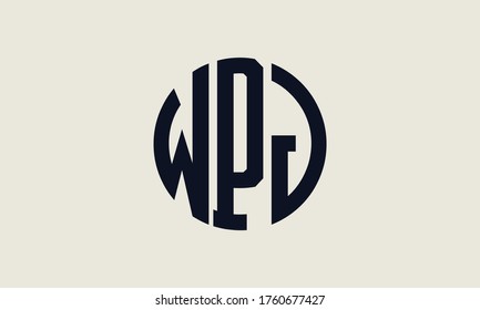 Plantilla de logotipo de marca vectorial de la letra monográfica del círculo de WPJ