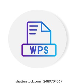 Wps document format file icon. with gradient outlines. vector illustration.