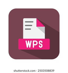 Wps file extension flat icons. symbol document files, archive, file type. Can be used for websites, software, UI and mobile apps.