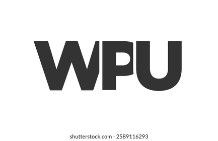 WPU logo design template with strong and modern bold text. Initial based vector logotype featuring simple and minimal typography. Trendy company identity ideal for businesses brand presence.