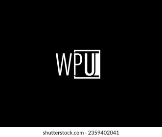 Diseño de logotipos y gráficos WPU, arte vectorial moderno y elegante e iconos aislados en fondo negro