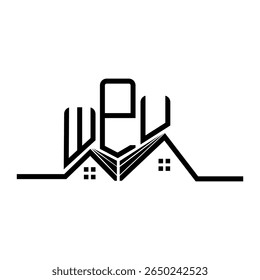 WPU Real State logo design, WPU simple and modern logo. WPU luxurious alphabet design  