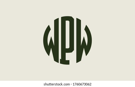 WPW Circle Emblem Abstract Monogram Letter Mark Vector Logo Template