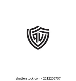 WQ abstract line shield concept in high quality professional design that will print well across any print media