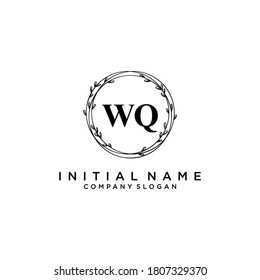WQ Beauty vector initial logo, handwriting logo of initial signature, wedding, fashion, jewerly, boutique, floral and botanical with creative template for any company or business.