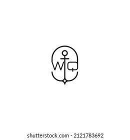 WQ creative letter logo design in anchor concept with high quality professional design that will print well across any print media
