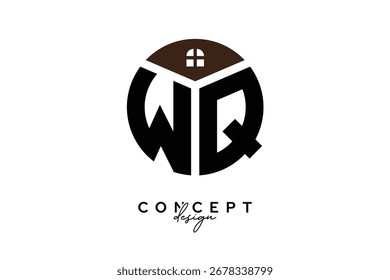 Diseño creativo del concepto del logotipo del monograma de los bienes raíces de WQ en forma del círculo