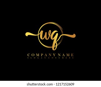 WQ initial handwriting logo circle template vector