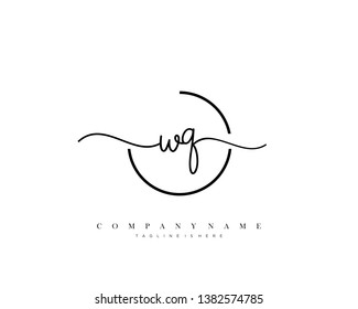 WQ initial handwriting logo template vector