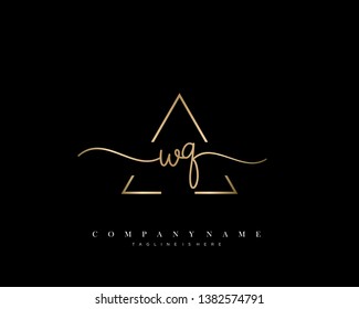 WQ initial handwriting logo template vector