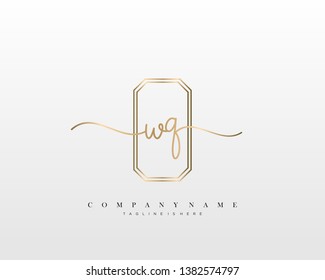 WQ initial handwriting logo template vector