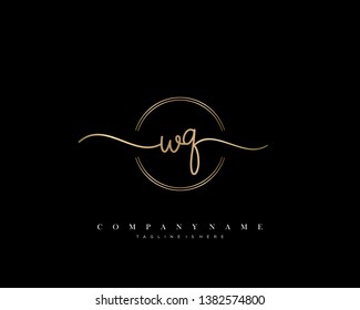 WQ initial handwriting logo template vector