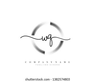WQ initial handwriting logo template vector