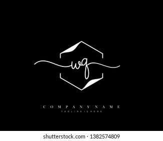 WQ initial handwriting logo template vector