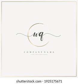 WQ Initial Letter handwriting logo hand drawn template vector, logo for beauty, cosmetics, wedding, fashion and business