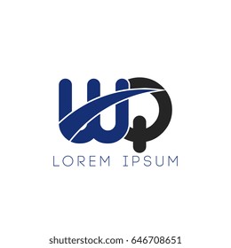 wq initial letter uppercase logo blue and black