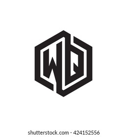 WQ initial letters looping linked hexagon monogram logo