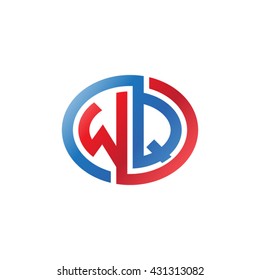 WQ initial letters looping linked ellipse logo red blue