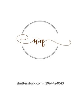 Ilustración de la carta de la plantilla de escritura a mano del logotipo inicial de WQ