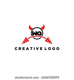 WQ initial monogram for fitnes or gym logo with devil style design