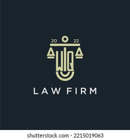 WQ initial monogram logo for lawfirm with scale vector design