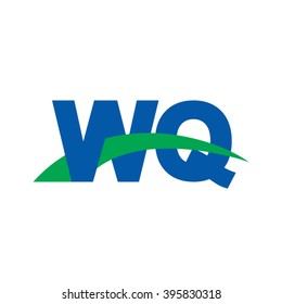 WQ initial overlapping swoosh letter logo blue green