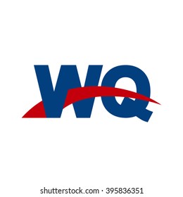 WQ initial overlapping swoosh letter logo blue red