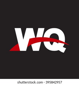 WQ initial overlapping swoosh letter logo white red black background