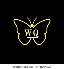 WQ Initials Ilustración vectorial de logotipo de mariposa de lujo