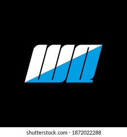 WQ letter logo design on black background. WQ creative initials letter logo concept. WQ icon design. WQ white and blue letter icon design on black background. W Q