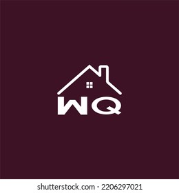 WQ letter roof shape logo for real estate with house icon design