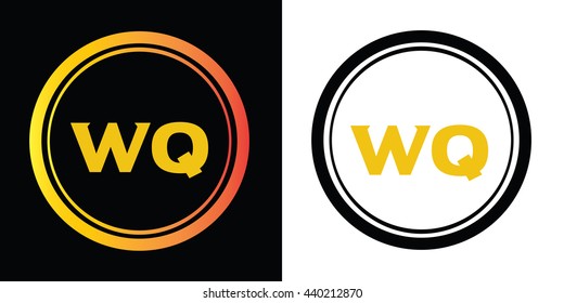 WQ letters icon design template elements in abstract background logo, design identity in circle, alphabet letter