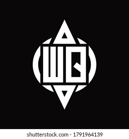 WQ Logo with circle rounded combine triangle top and bottom side design template