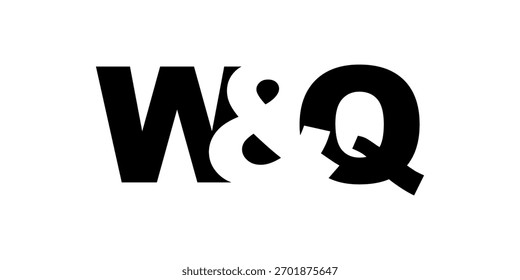 WQ logo design in bold style. Black white identity symbol. Modern typography emblem. Corporate branding icon. Minimal business template.