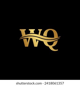 W.Q Logo Letter Luxurious logos design, serif typography vector of initial business name luxury elegant Logotype