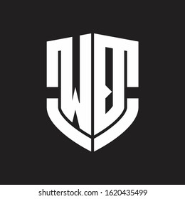 WQ Logo monogram with emblem shield shape design isolated on black background