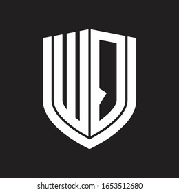 WQ Logo monogram with emblem shield design isolated on black background