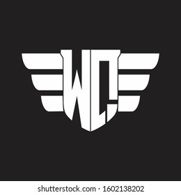 WQ Logo monogram with emblem and wings element design template