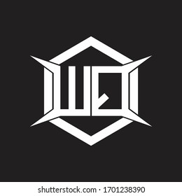 WQ Logo monogram with hexagon and four taper shape design template