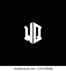 wq logo monogram with shield shape design template