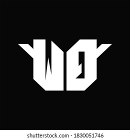 WQ Logo monogram with single wings design template on black background