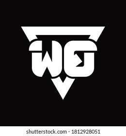 WQ Logo monogram with triangle shape rounded design template on black background