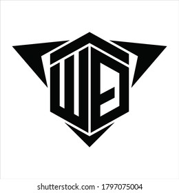 WQ Logo monogram with wings arrow around design template on white background