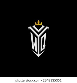 WQ monogram logo initial for shield  crown style design