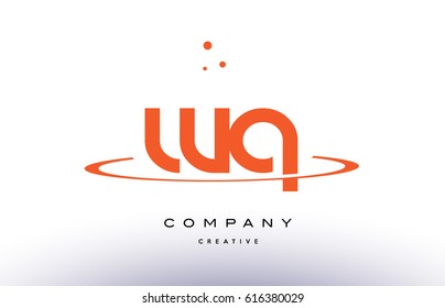 WQ W Q creative orange swoosh dots alphabet company letter logo design vector icon template