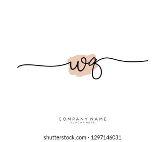 WQ W Q Initial handwriting logo template