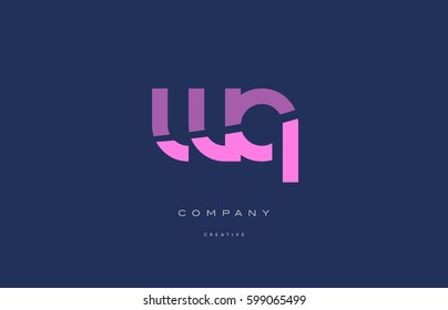 wq w q  pink blue pastel modern abstract alphabet company logo design vector icon template 